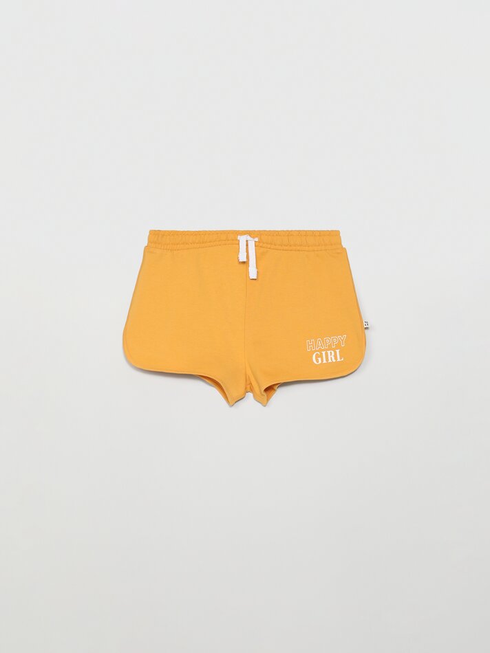 Conjunto de 4 shorts de fleece lisos e estampados - Amarelo Escuro