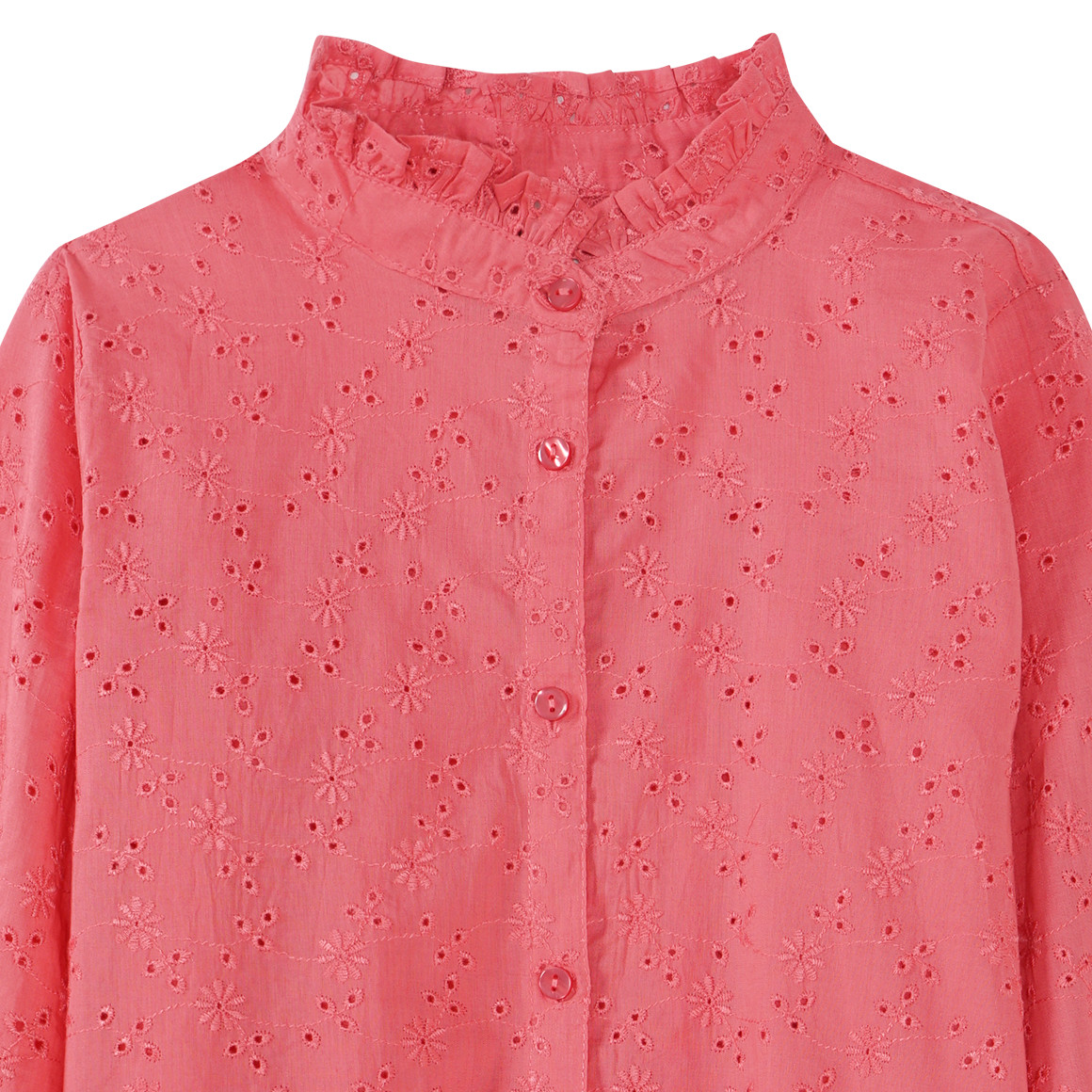Yigga Mädchen Bluse mit Lochstickerei hellrot