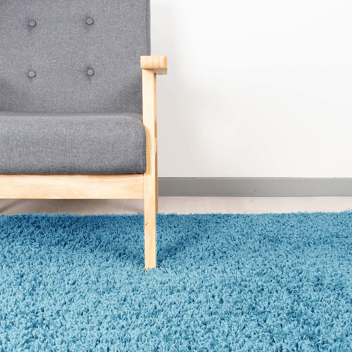 Hoogpolig vloerkleed - Solid Turquoise