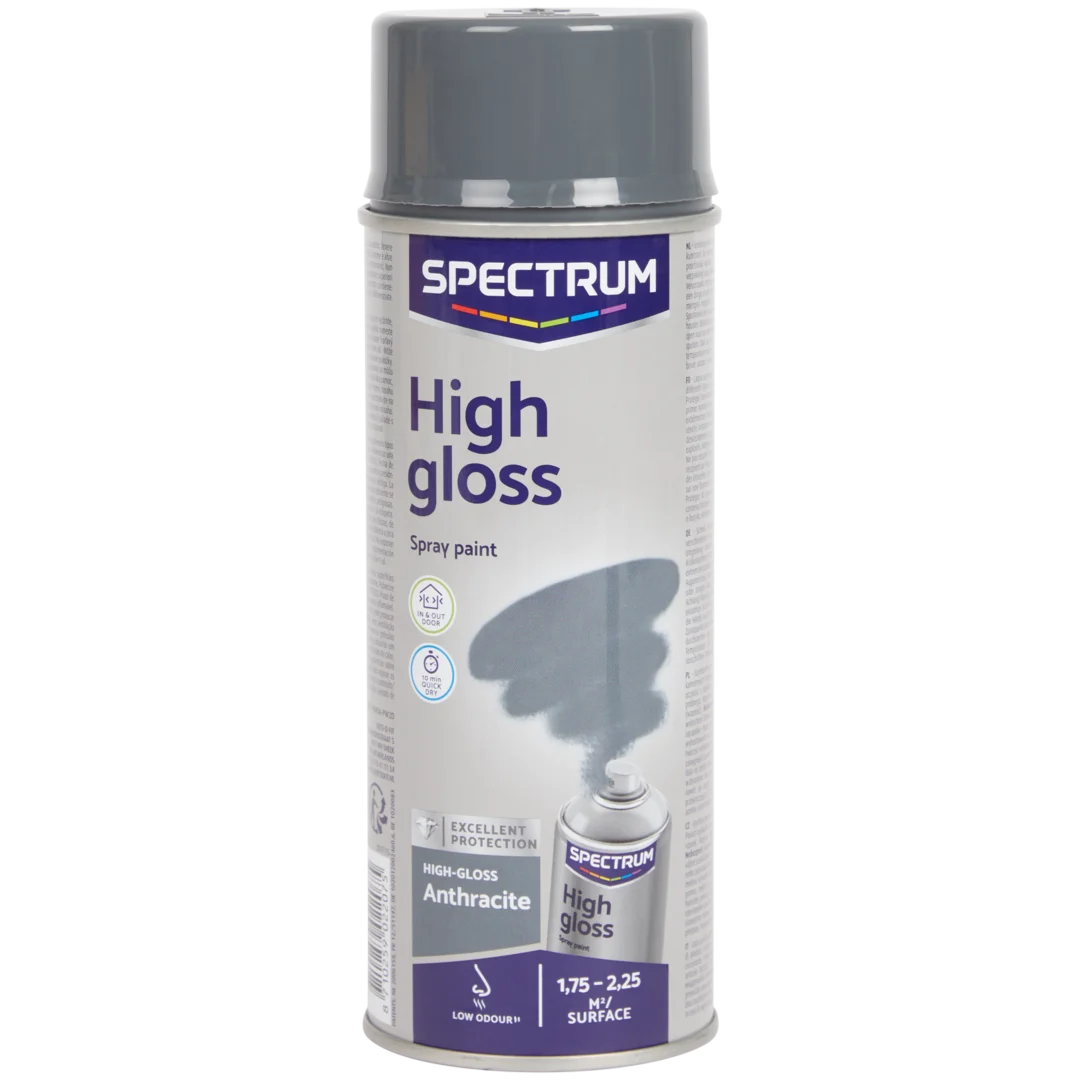 Spectrum hoogglans spuitverf antraciet 400 ml