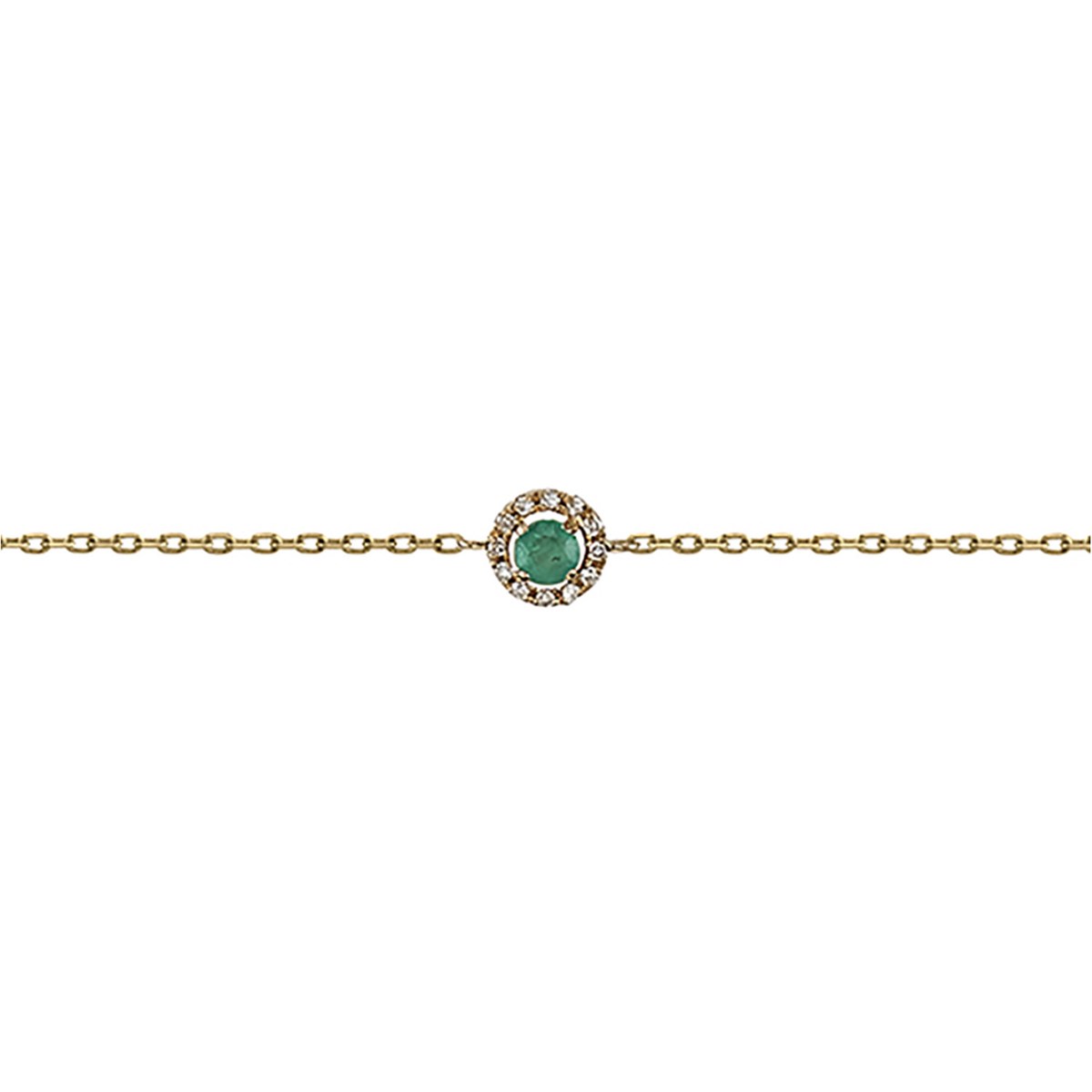 Bracelet or jaune 18 carats émeraude diamants