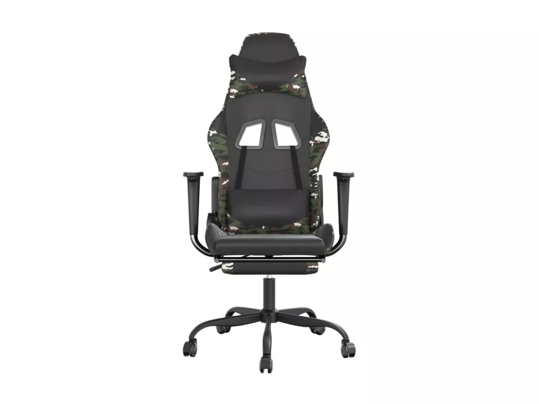 Chaise de jeu de massage repose-pied Noir&Camouflage Similicuir