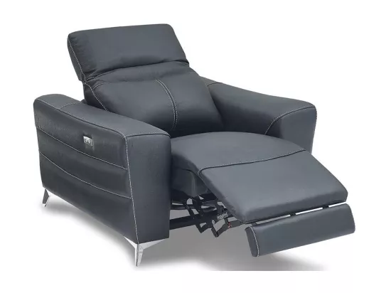 Fauteuil relaxation électrique 1 place en cuir SLOAN - Noir