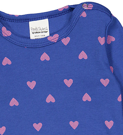 Freds WoRød Body l/æ - Rib - Heart - Star Blue/Pink Haze