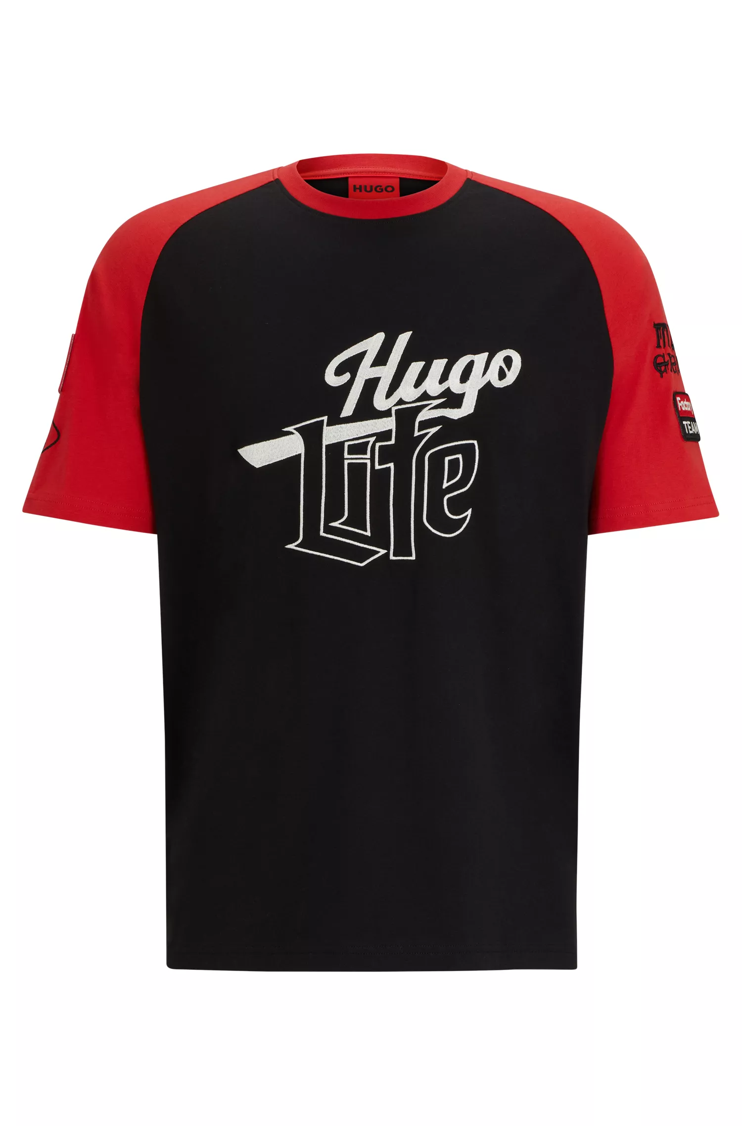 Camiseta HUGO vermelha em malha de algodão com estampa do logotipo