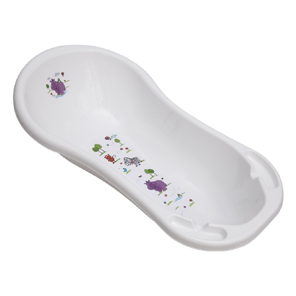 Lorelli Baby Badewanne Hippo 101 cm mit Ablagefächern, hochwertiger Kunststoff weiß