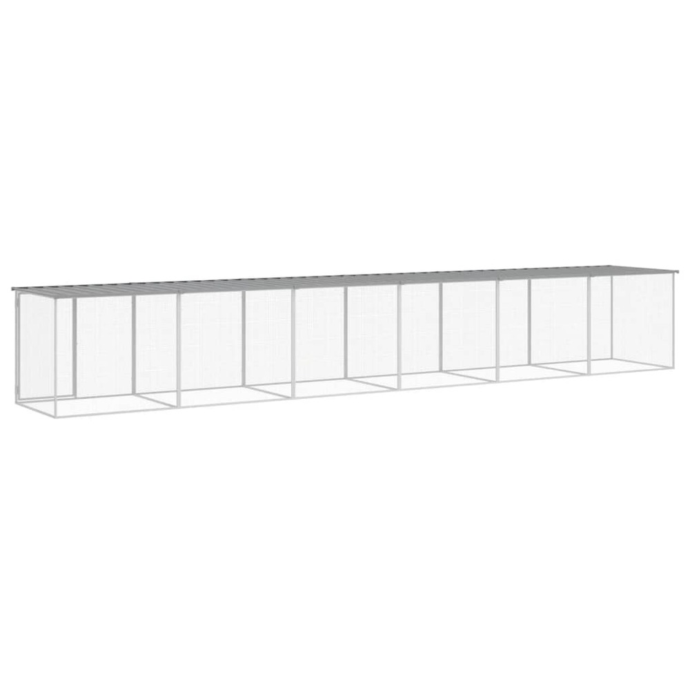 Poulailler avec toit gris clair 603x98x90 cm acier galvanisé