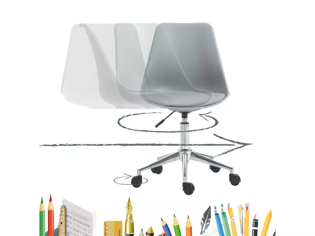 SVITA EDDY chaise de bureau pour enfants chaise pivotante chaise de bureau pour enfants gris