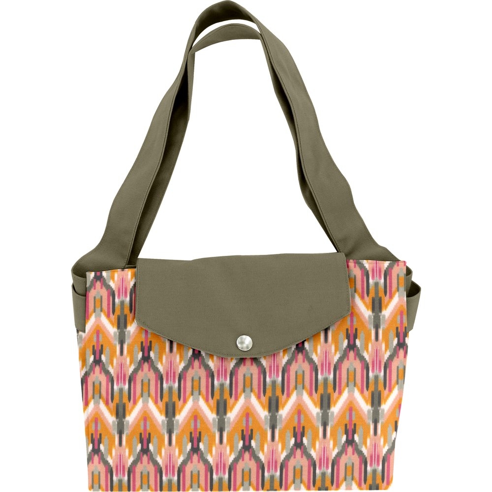 Grand Sac Cabas En Tissu Ikat Ocre