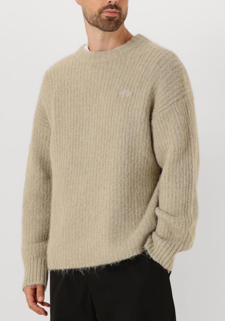 beige olaf hussein trui hairy knitted crewneck