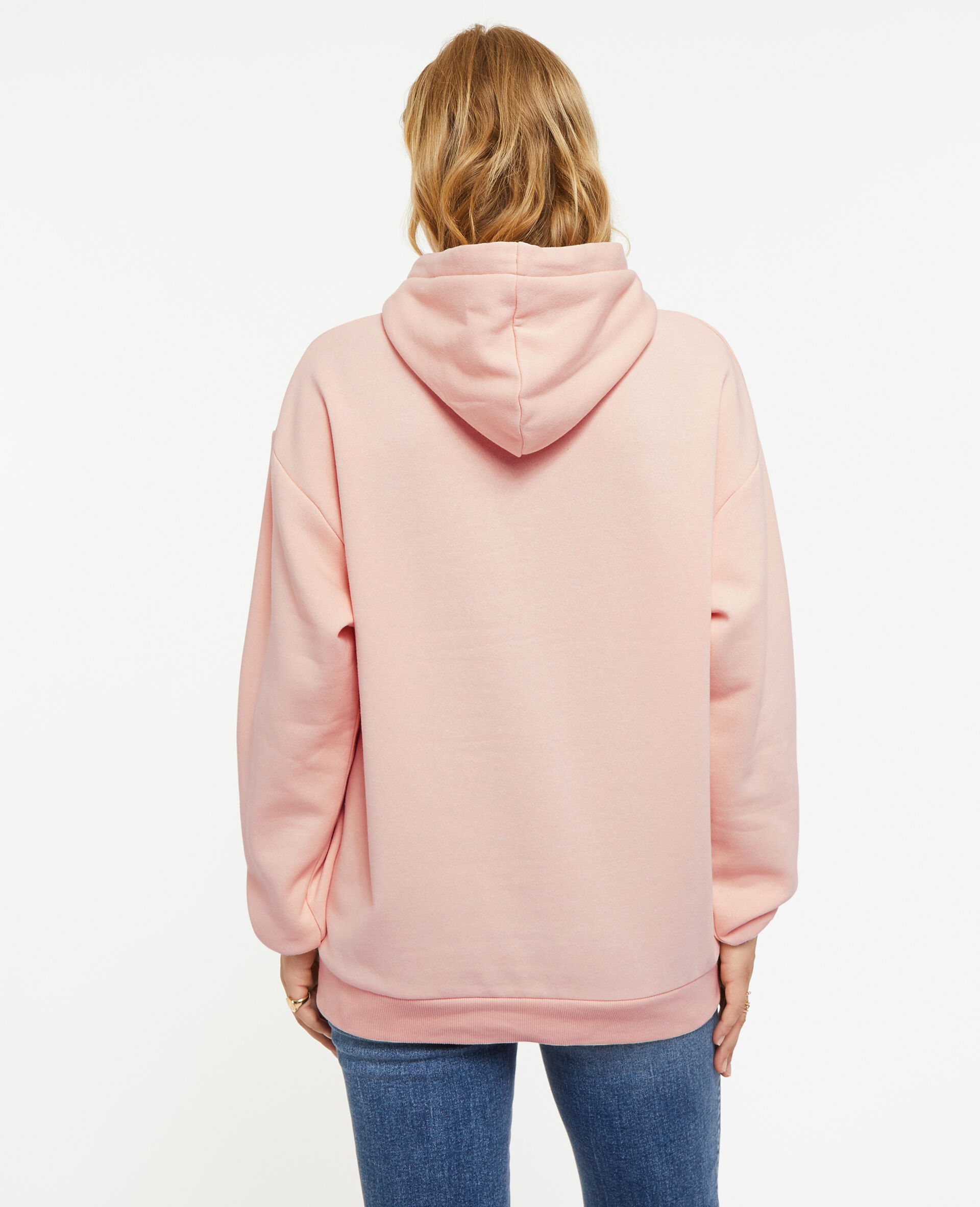 Sweat capuche oversize - Rose clair