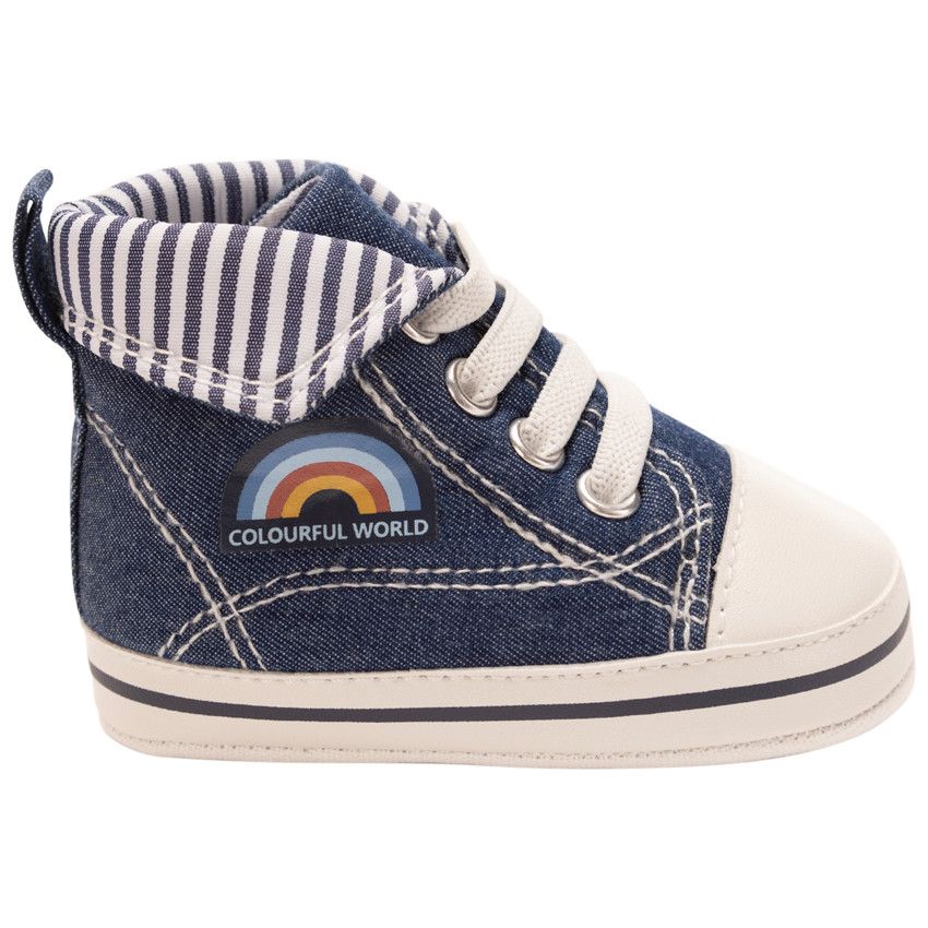 Baskets montantes souples effet jean pour bébé garçon - Bleu