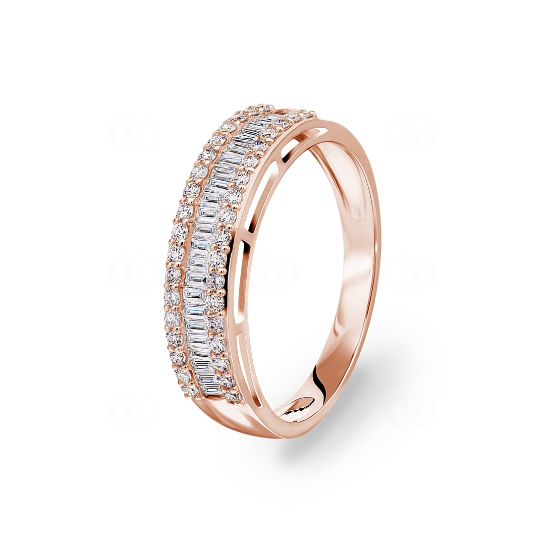 0.47 Karat Baguette & Diamantring 750/18 K Roségold