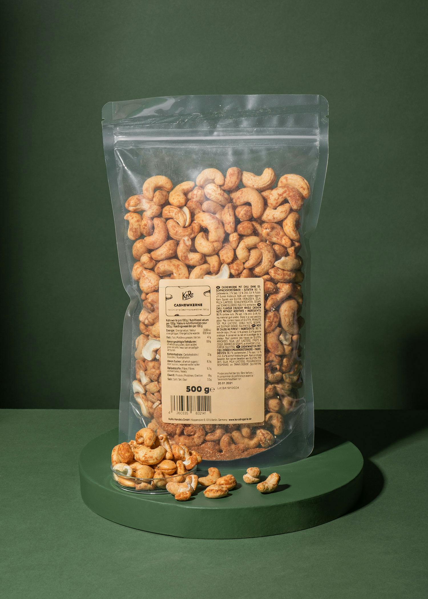 Cashewkerne mit Chili ohne Geschmacksverstärker 500 g