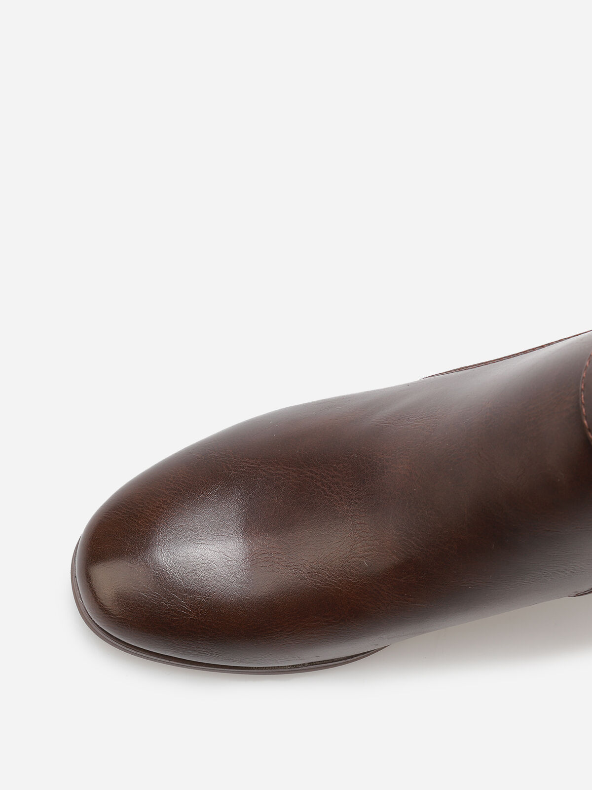 Bottines bi-matière avec boucle dorée- Marron