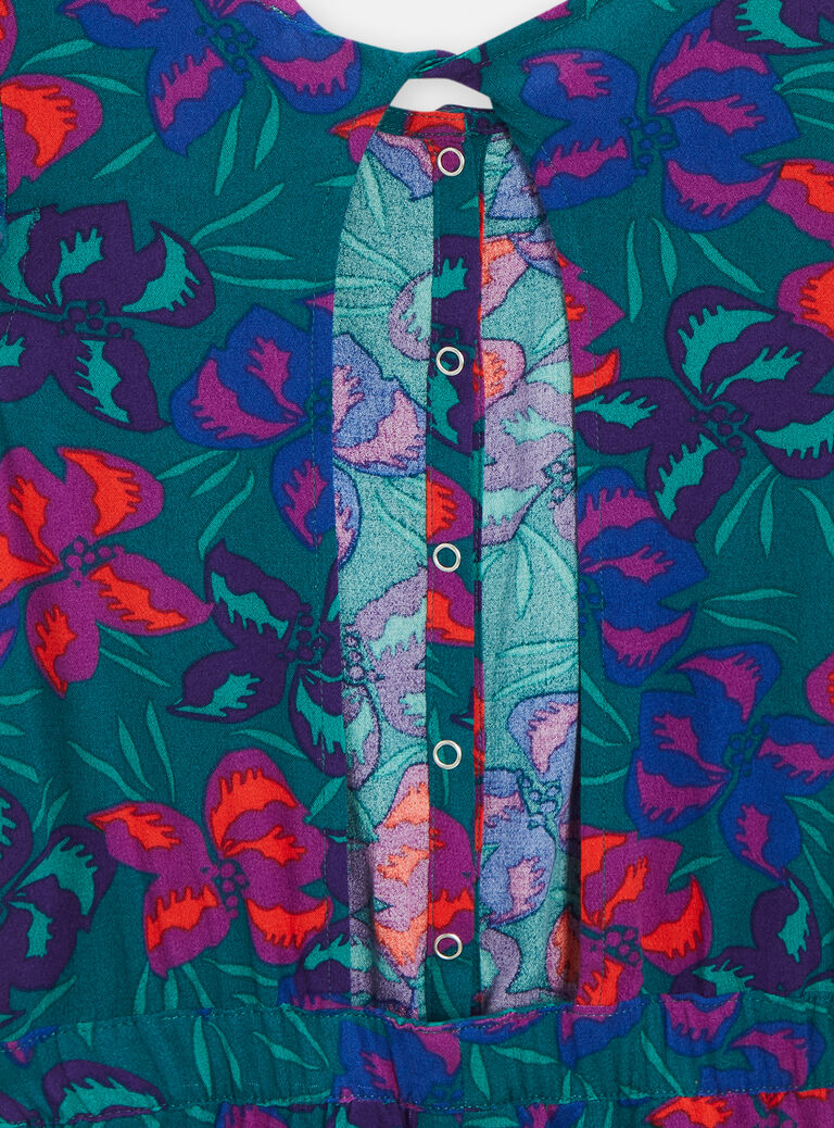 Combi-short verte à imprimé fleuri pour fille