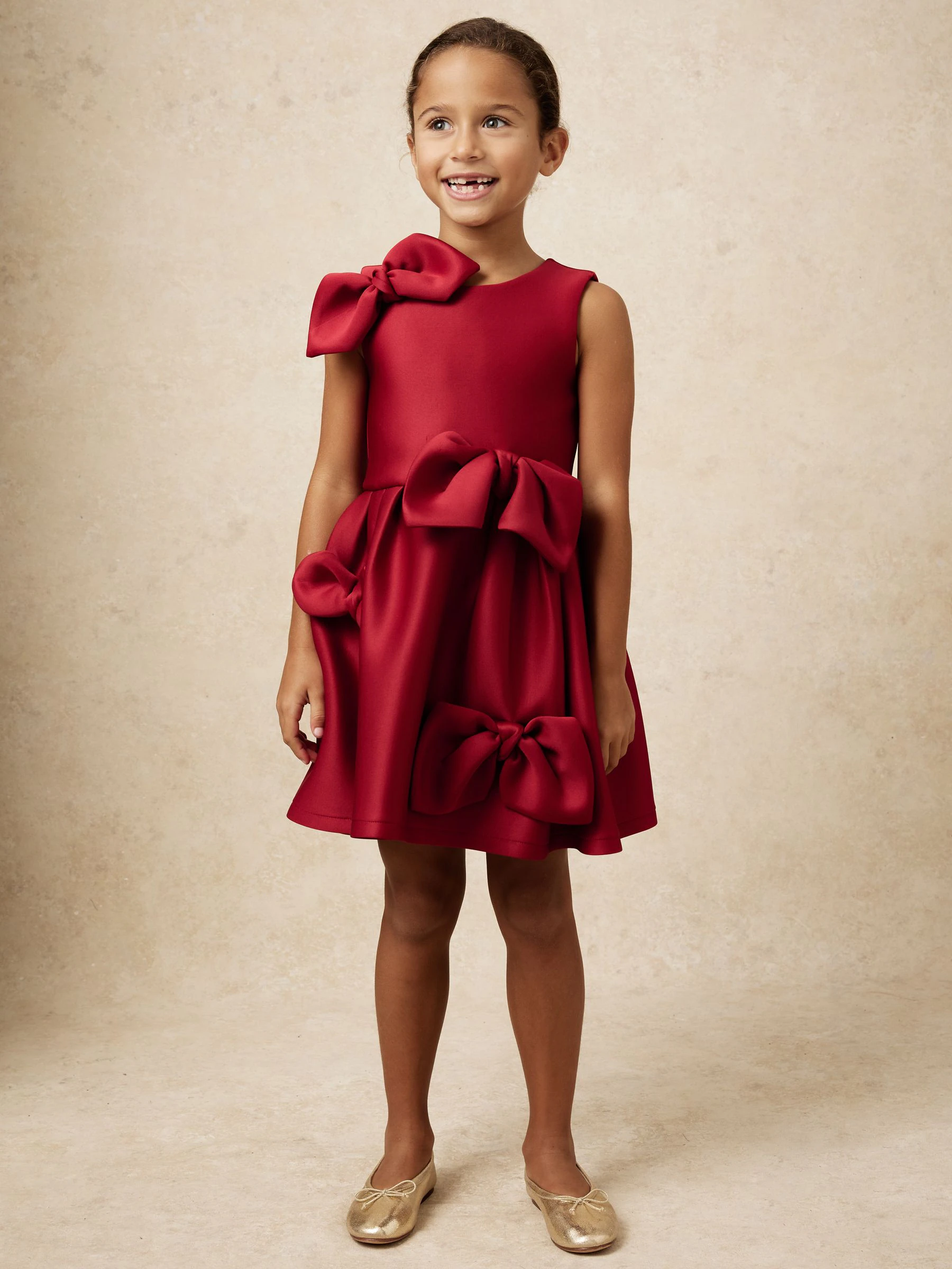 Rood - Reiss Joey Scuba Bow-Detail Flared Dress