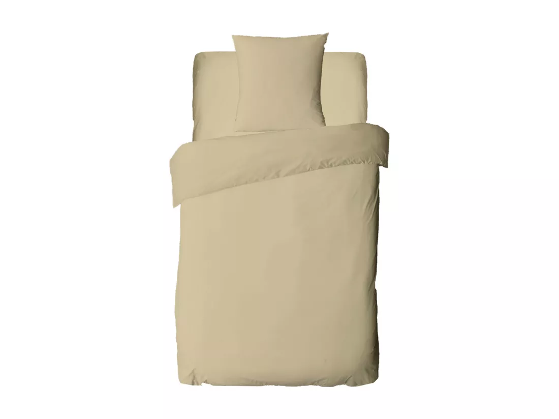 Drap housse uni en coton 57 fils beige 90x190cm