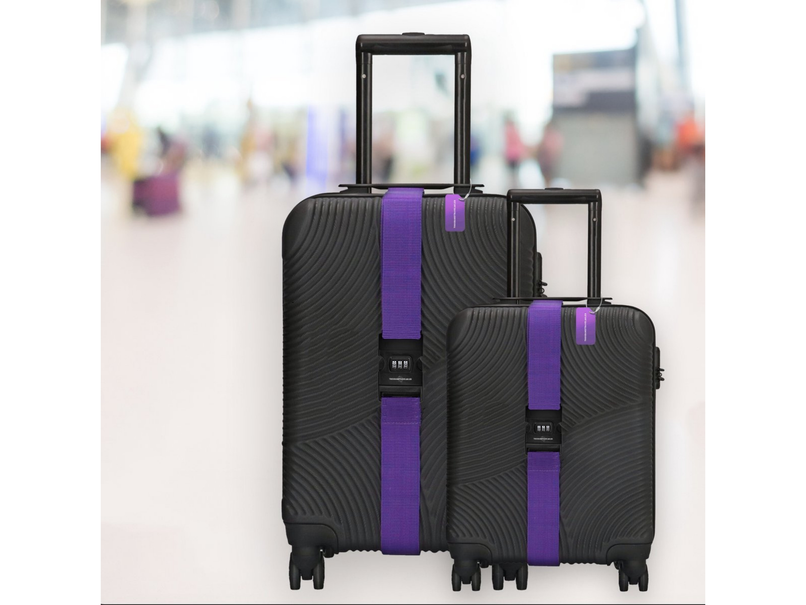 Thousandtravelmiles 2 kofferriemen met 2 bagagelabels - Purple