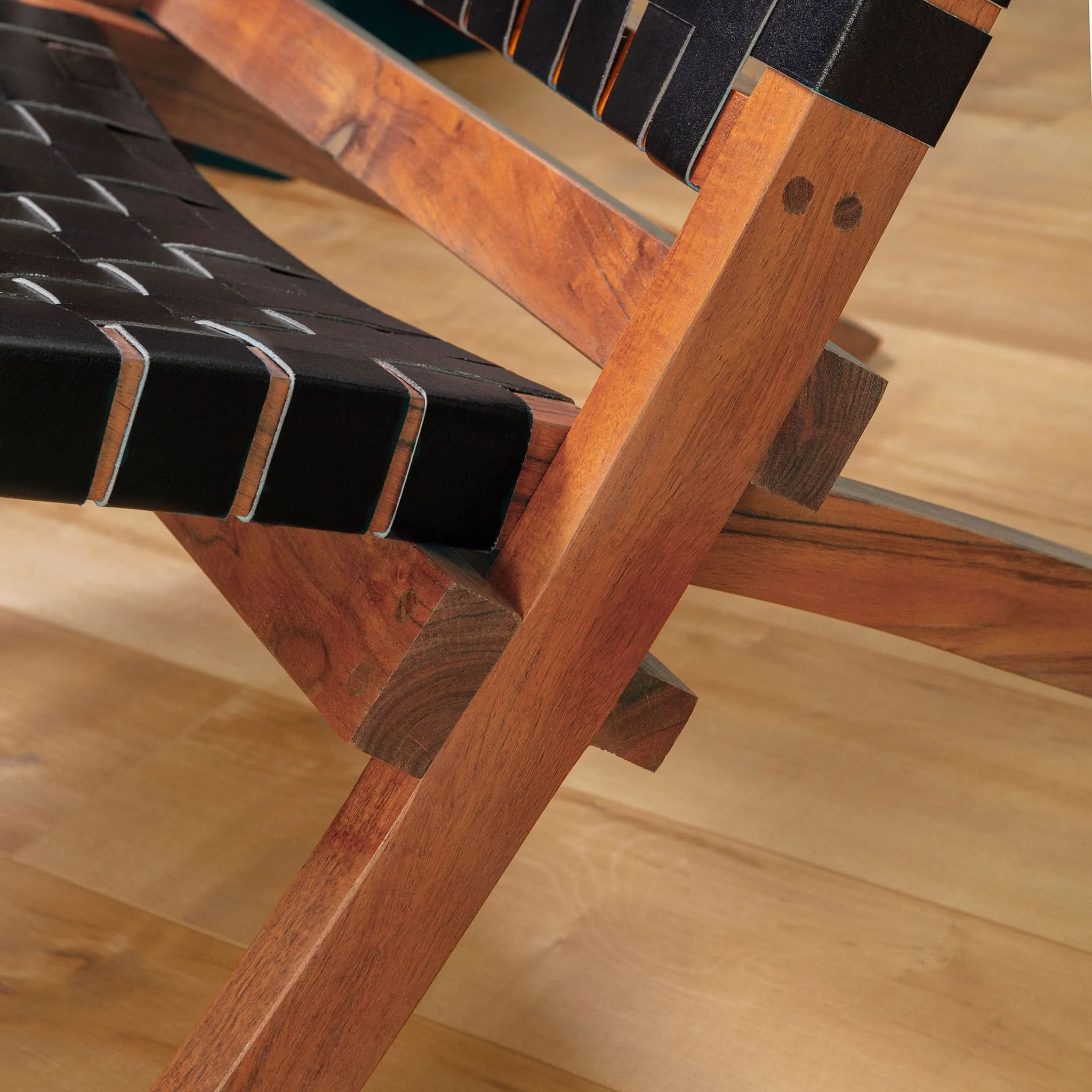 South Shore Fauteuil en Cuir Tressé Balka - Noir Mat