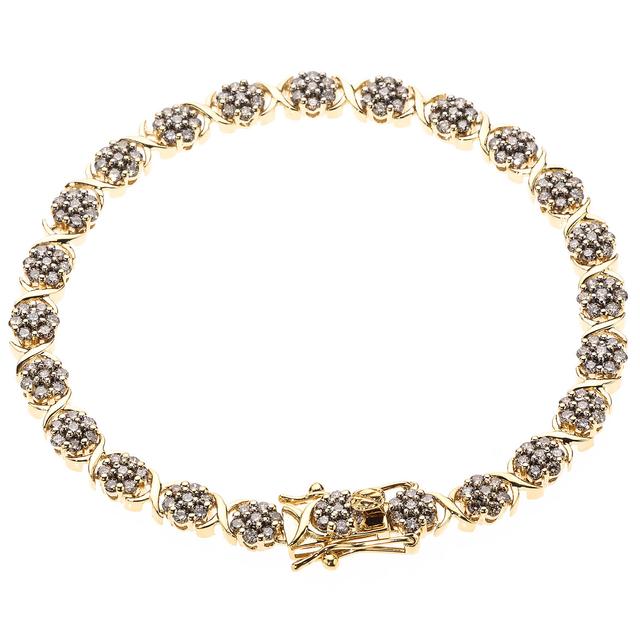 Brillant-Armband, Champagnerfarben, Silber 925