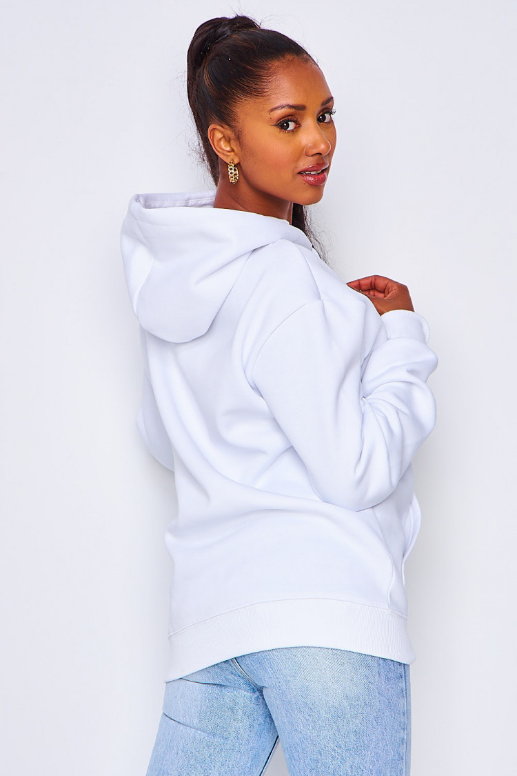 Sweat blanc à capuche Brentiny