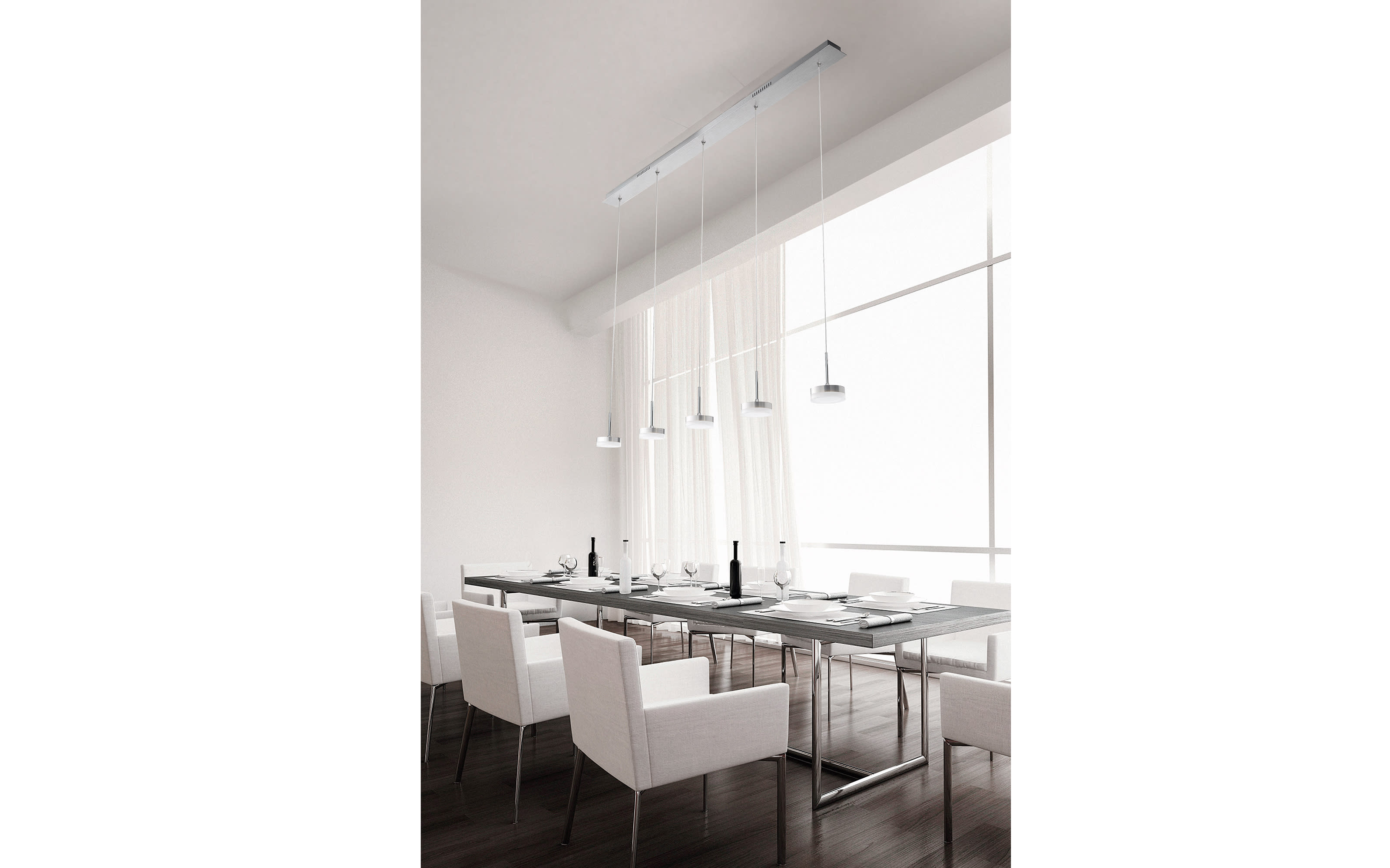 LED-Pendelleuchte Dunk, aluminium gebürstet, 136 cm