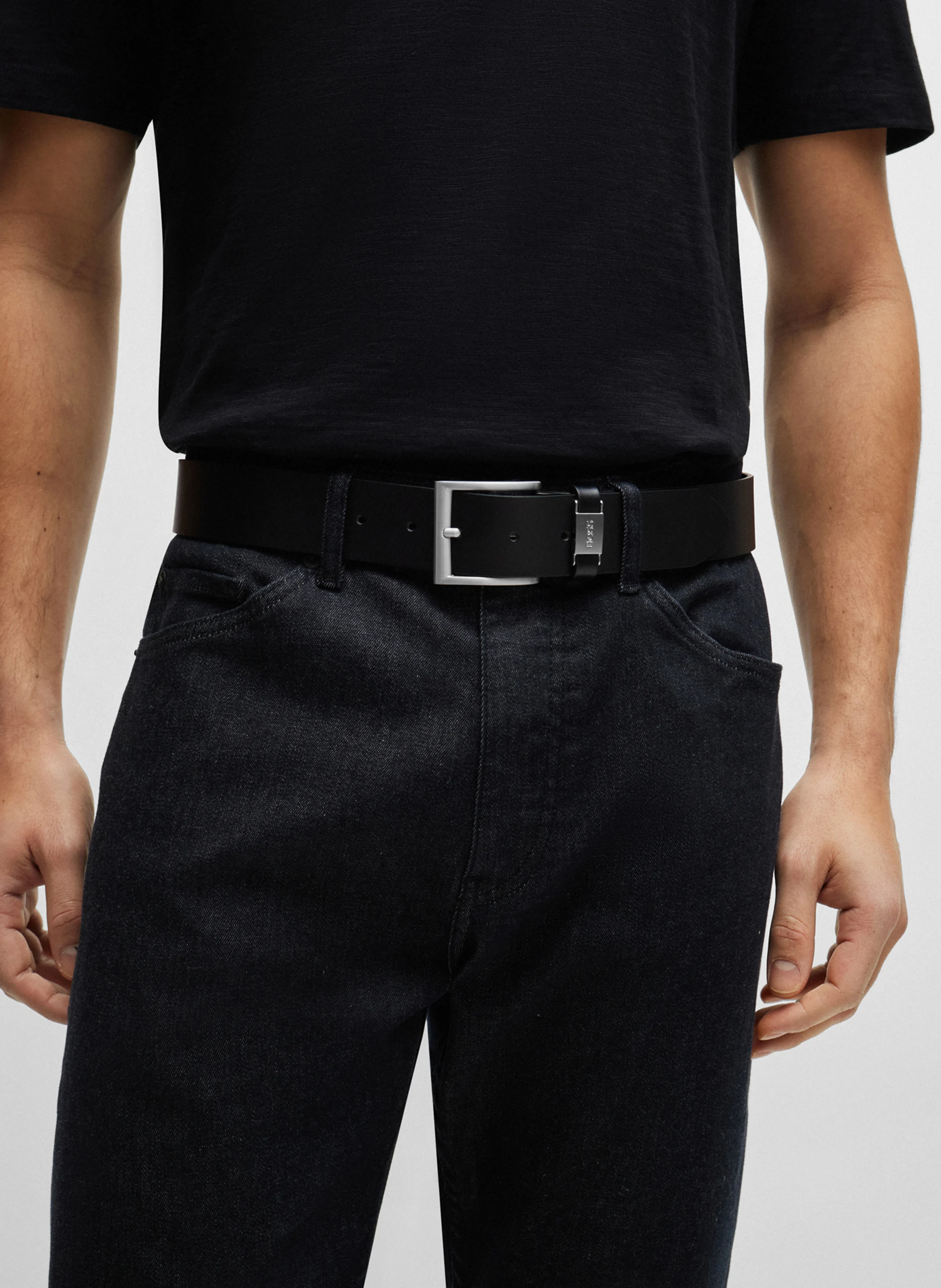 Ceinture en cuir lisse | Noir