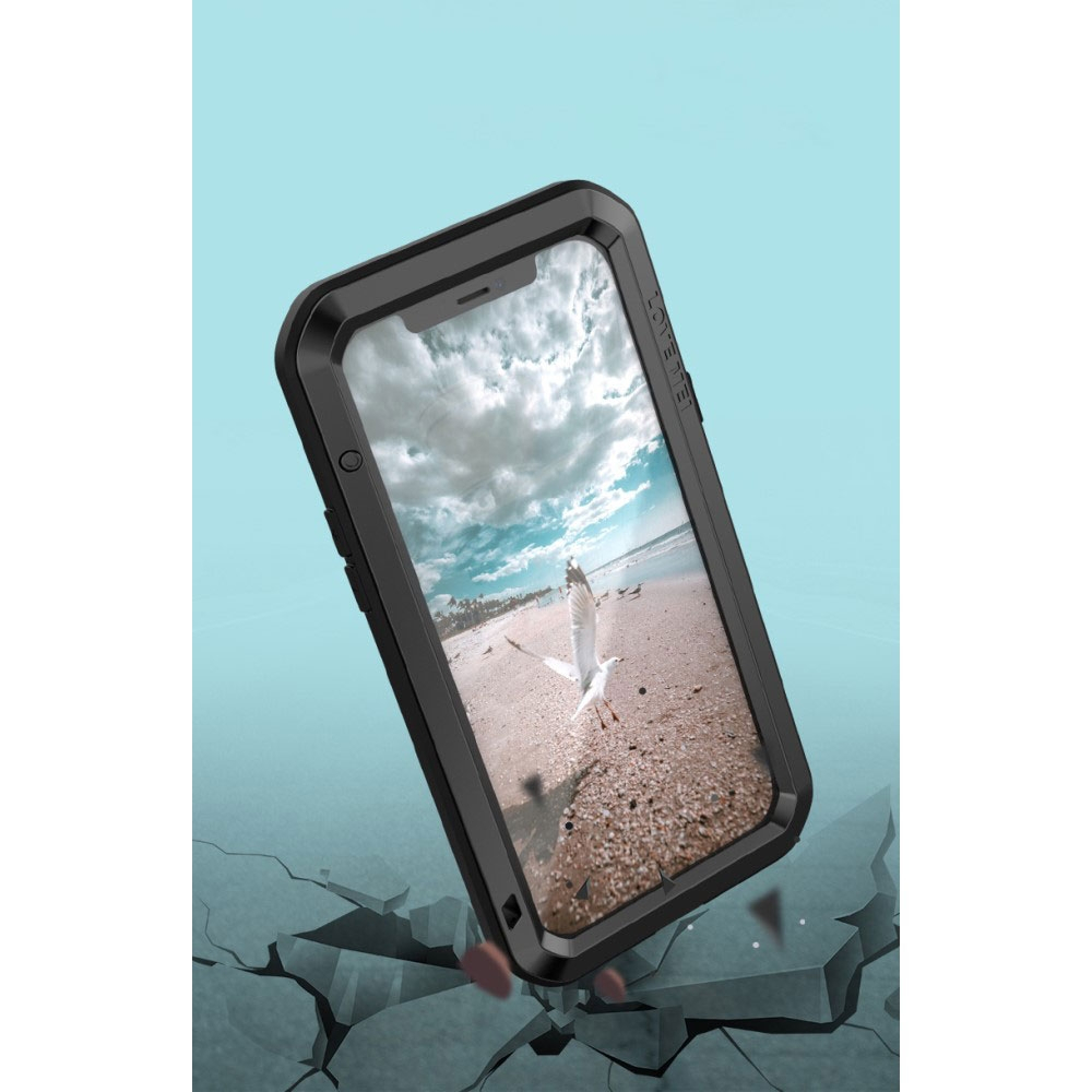 iPhone 12 / iPhone 12 Pro Silikon Metall Outdoor Case   Panzerfolie - Silber
