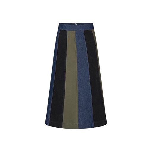 Mads Nørgaard Patch Denim Lino Nederdel, Mix Blue Denim, 36