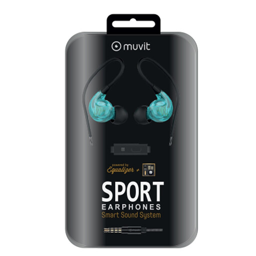 Fones de ouvido esportivos estéreo Muvit M1s V2 azuis com conector de 3,5 mm