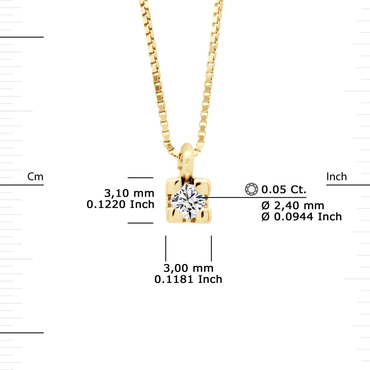 Collier Solitaire Diamant 0,05 Cts Or Jaune
