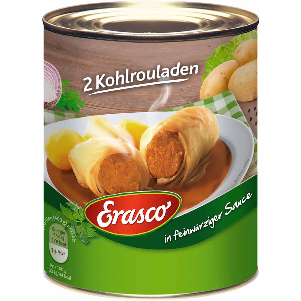Erasco Fleischgerichte 2 Kohlrouladen in feinwürziger Sauce 800g MHD:30.5.27