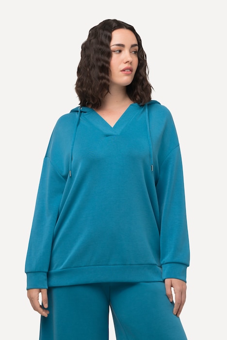 Hoodie, Oversized, V-Ausschnitt, Langarm, Kapuzenshirt