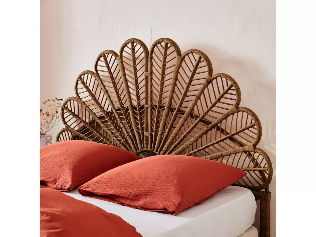 Tête de lit en rotin naturel L 160 x P6 x H130cm