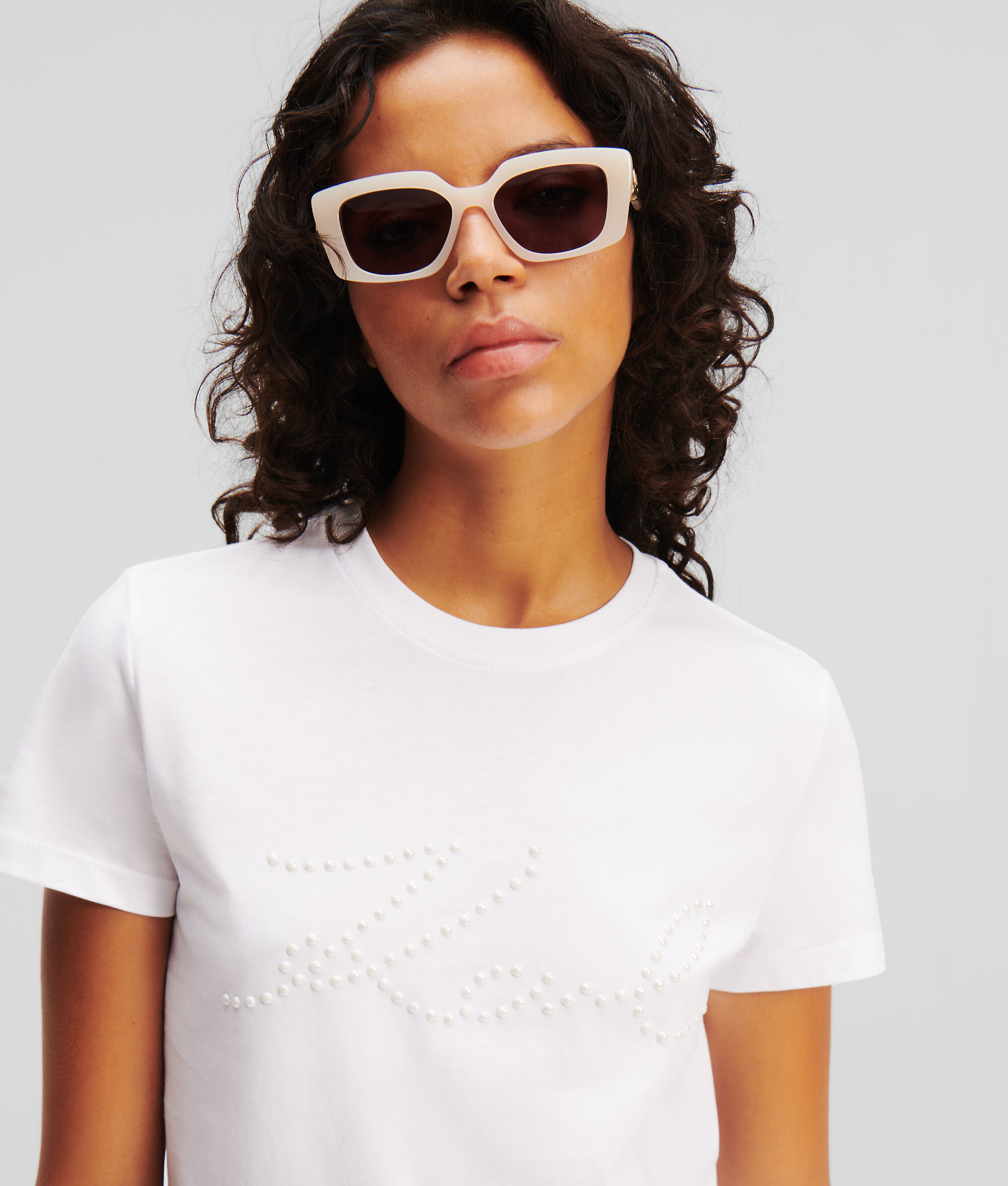 T-SHIRT KARL SIGNATURE ORNÉ DE PERLES
