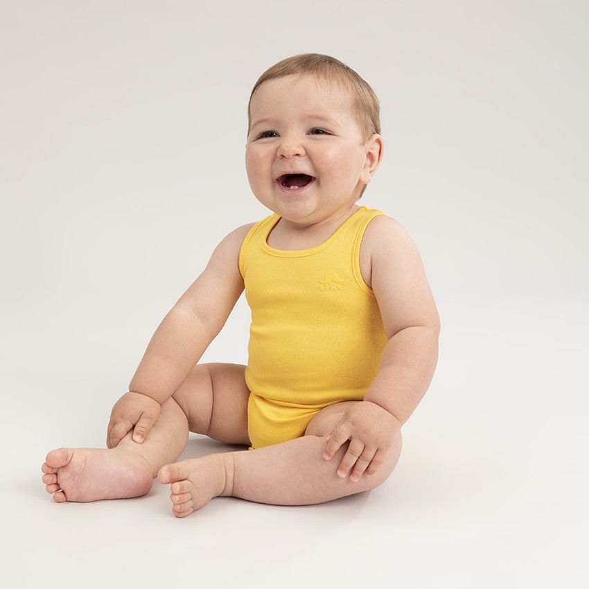 Lot de 3 bodies sans manches avec logo moustache printé - Jaune