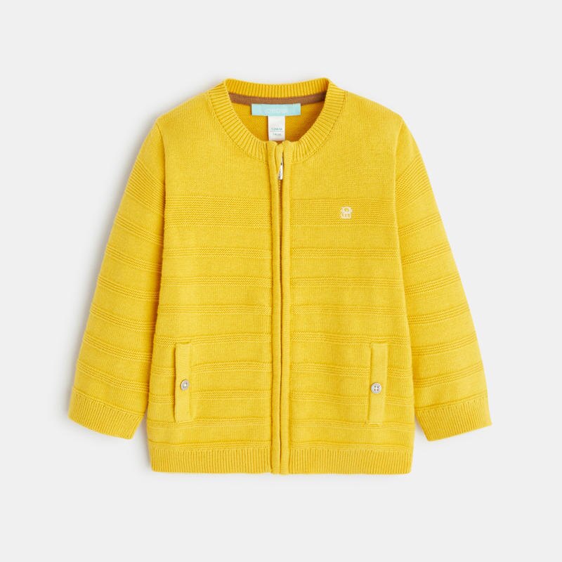 Gilet zippé maille fantaisie jaune bébé garçon Jaune