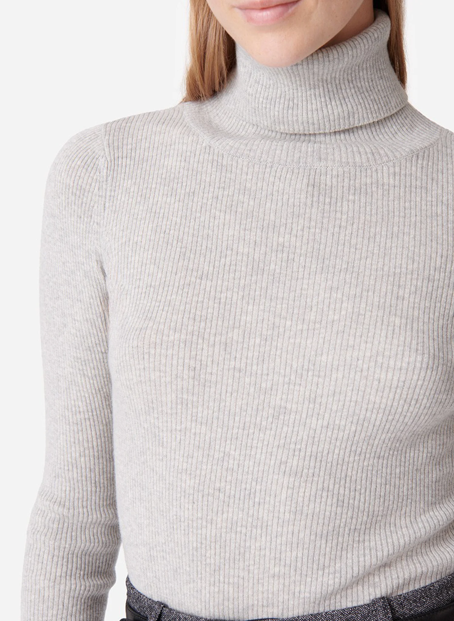 BRINDILLE - Pull fin col roulé en laine mélangée | Gris