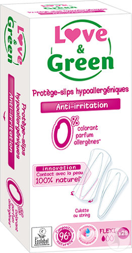 Love&Green Protège-Slips Hypoallergéniques Anti-Irritation Flexi 28 Pièces