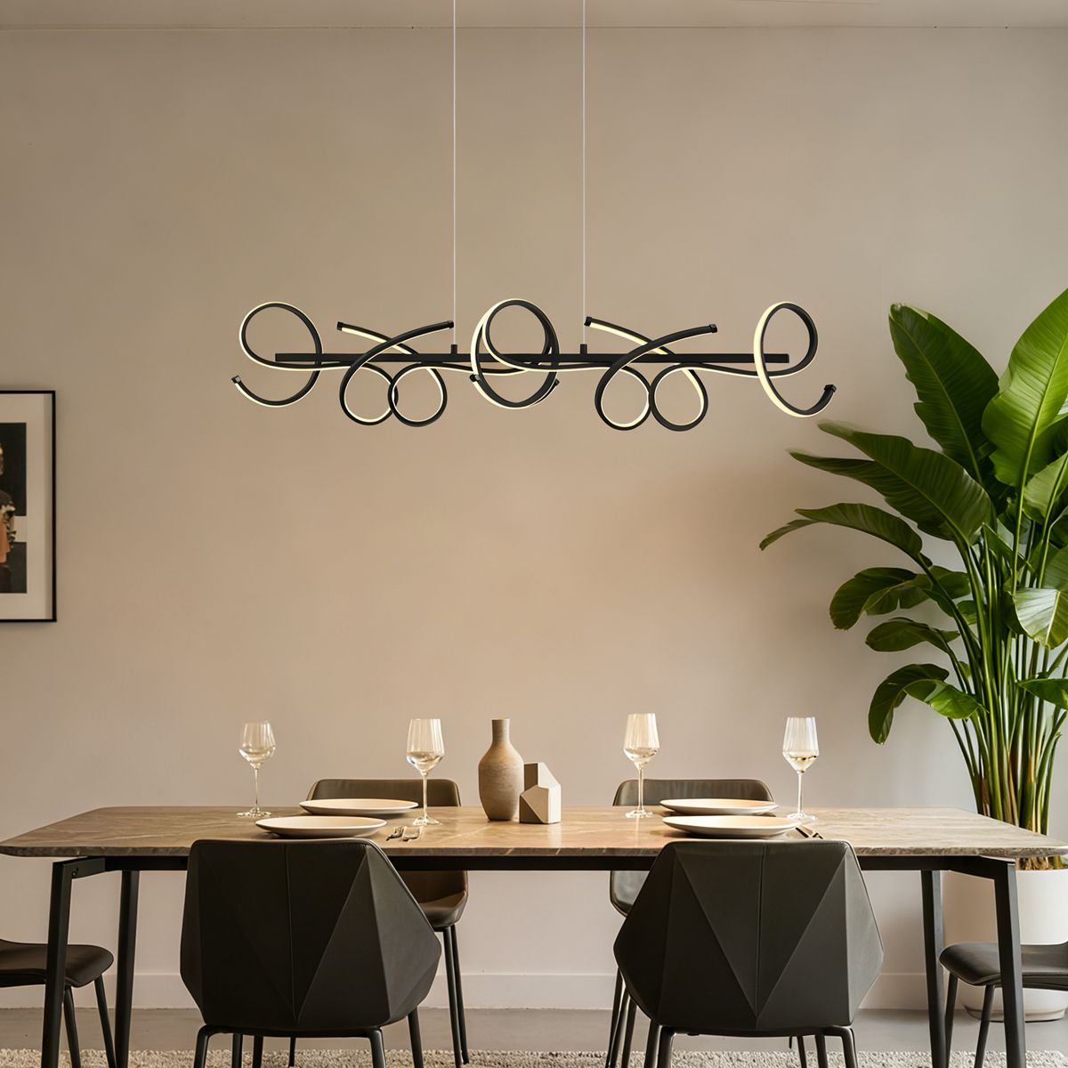 Design hanglamp zwart langwerpig 3-staps dimbaar - Krisscross