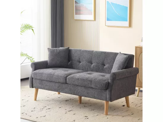 Design moderne, meubles rembourrés, canapé double, canapé rembourré avec coussins épais, gris