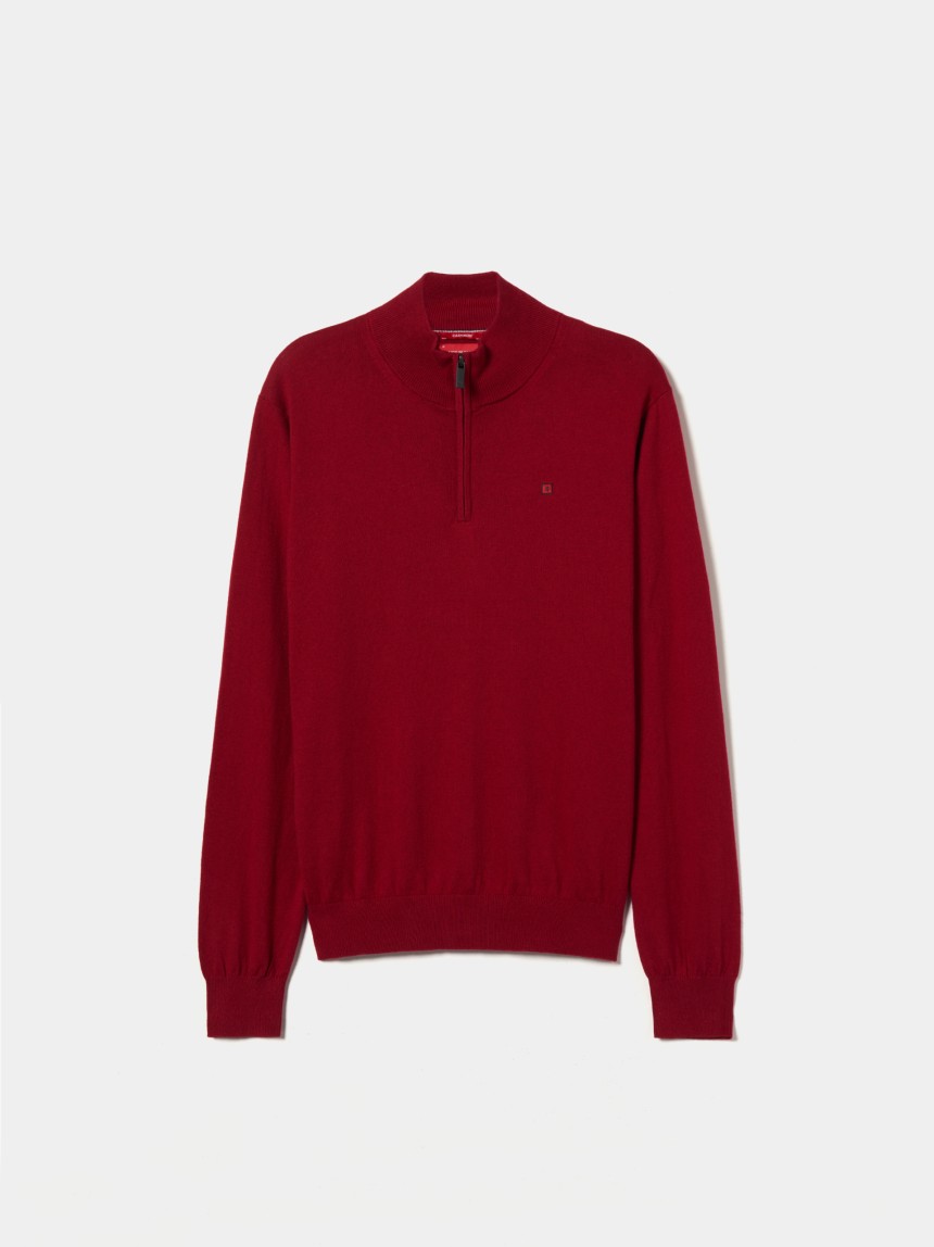 Camisola com fecho em algodão e caxemira