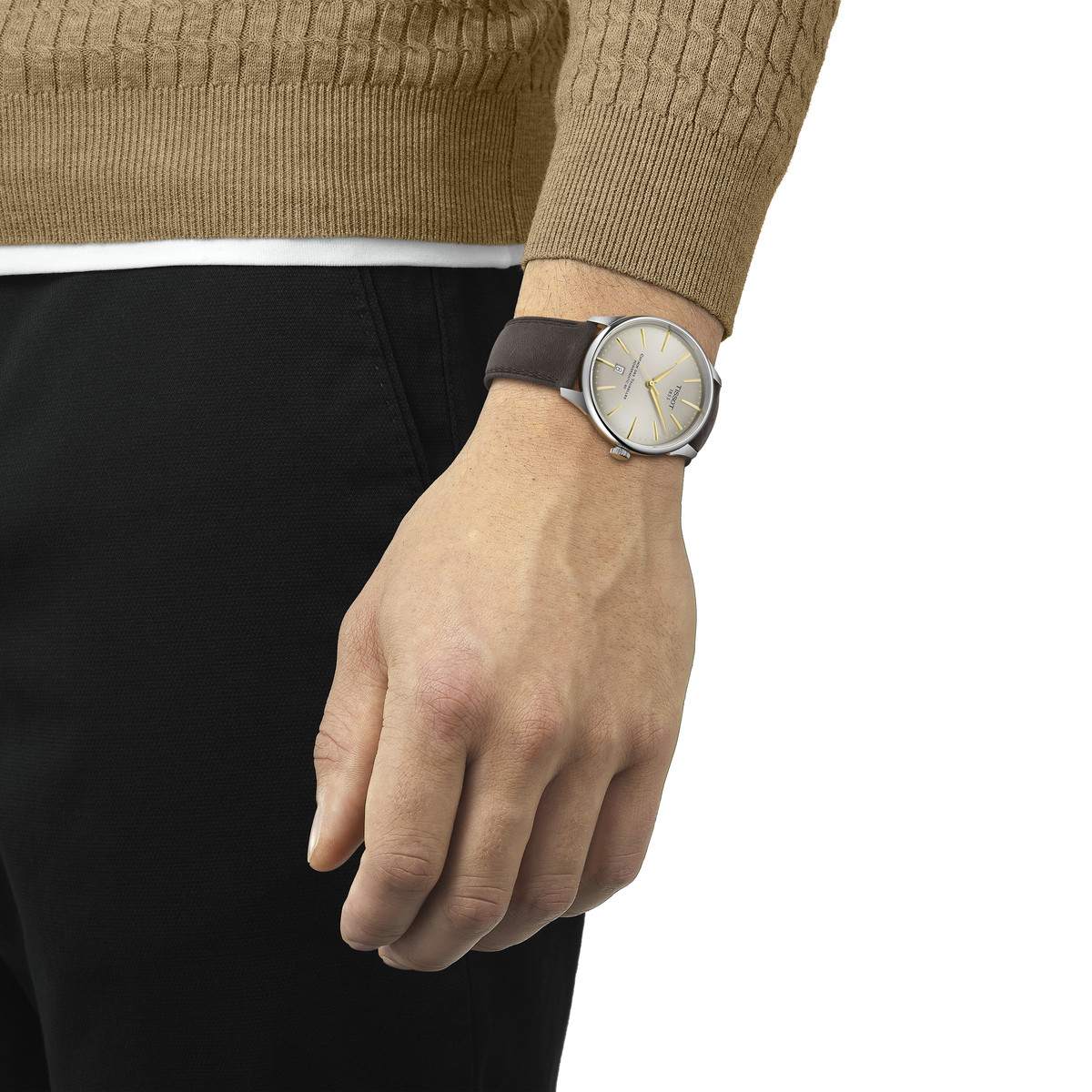 Montre TISSOT t-classic homme automatique acier bracelet cuir vert