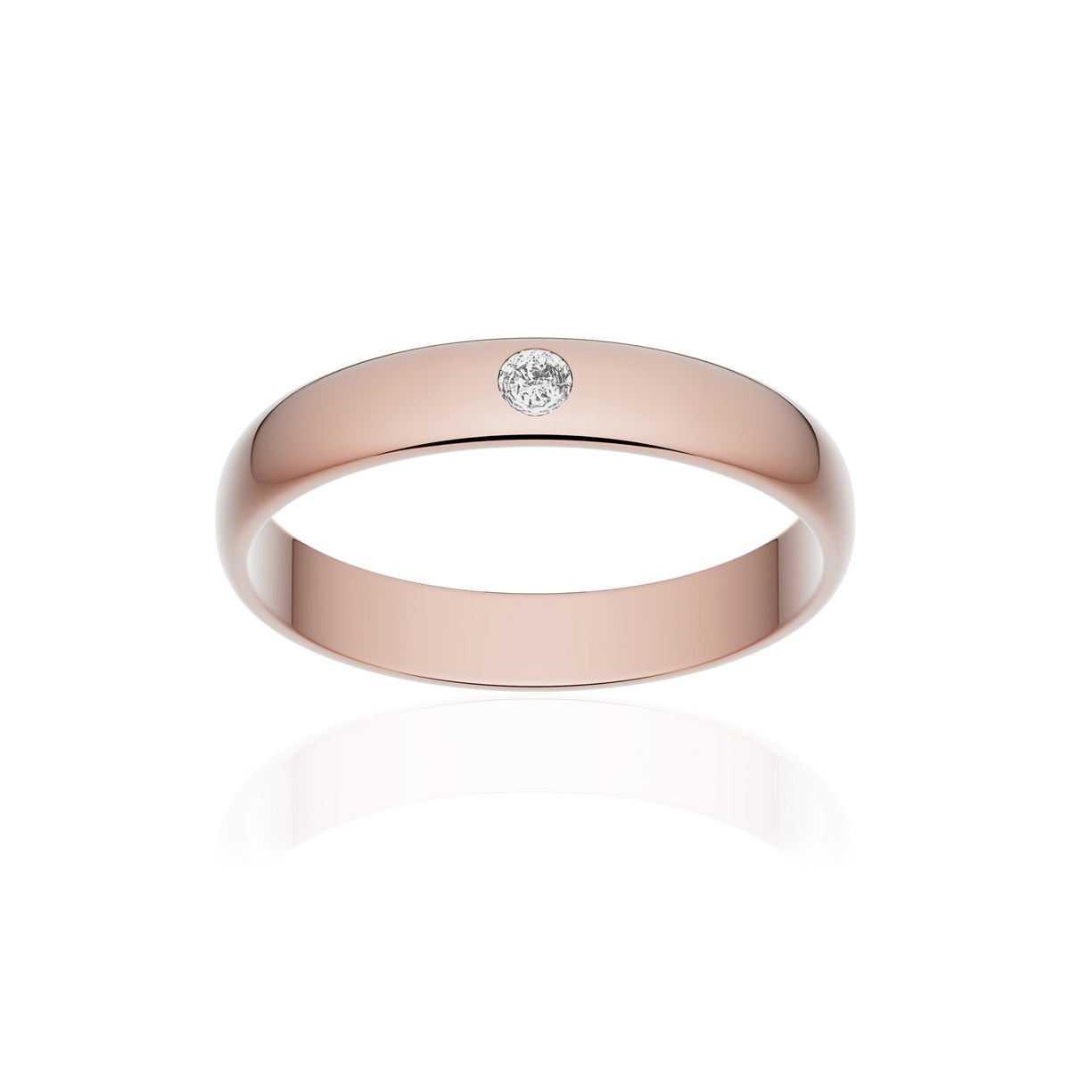 Alliance or 375 rose poli demi-jonc 3,5mm diamant brillant