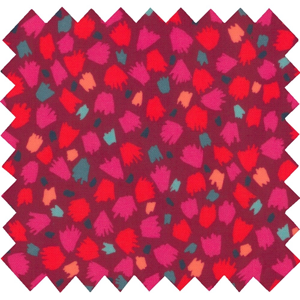 Tissu Enduit Au Mètre Pompons Cerise