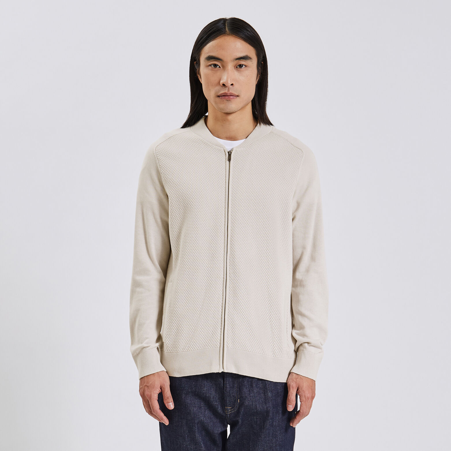 Gilet zippé uni Gris moyen