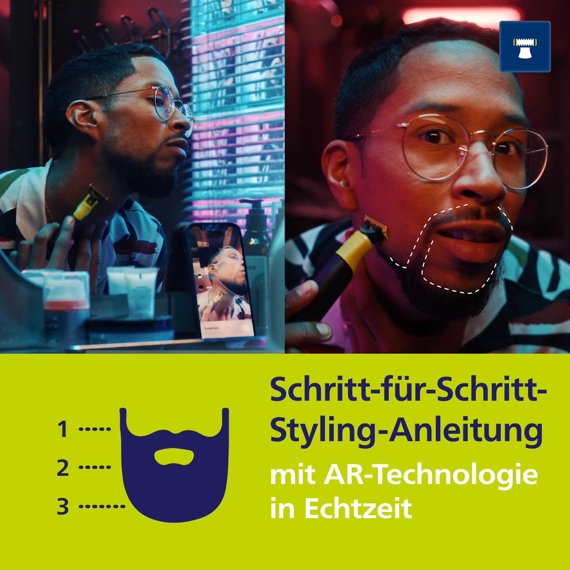 Philips Elektrorasierer »OneBlade Face & Body QP4631/65« 4 Stk. Aufsätze 360-Grad-Klinge, inkl. verstellbarem 5-in-1 Kammaufsatz