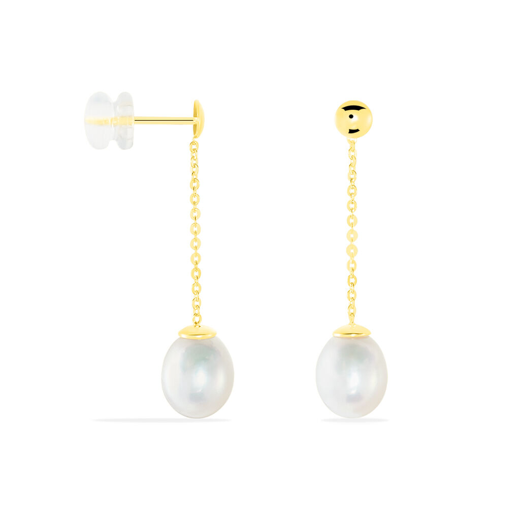 Boucles D'oreilles Pendantes Valera Or Jaune Perle De Culture