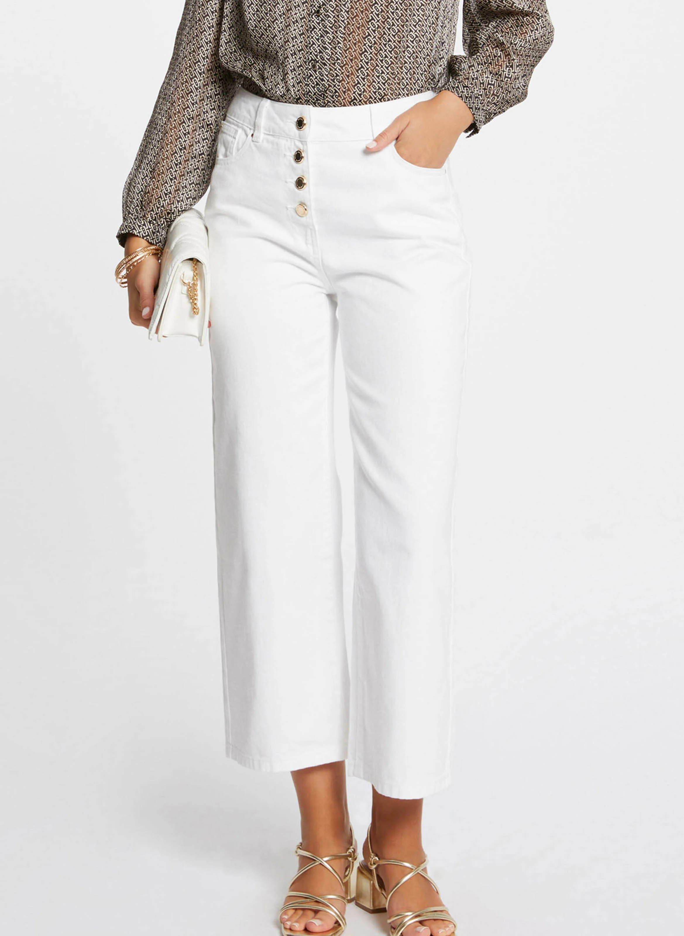 PMIMI - Jean droit taille haute| Blanc